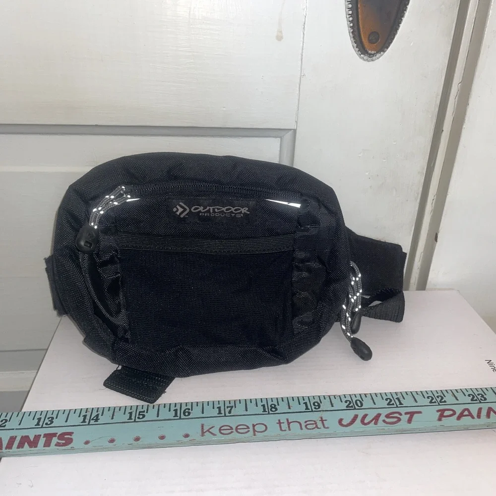 Outdoor Products Small Black Waist Pack Belt Hands Free‎ Four Compartments CLEAN
